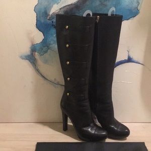 Fendi military knee high heel boots